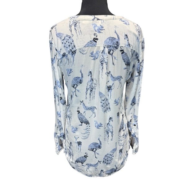 Maeve Anthropologie Fauna Animal Print Button Front Boho Chic Tunic Top Size M - Picture 4 of 9